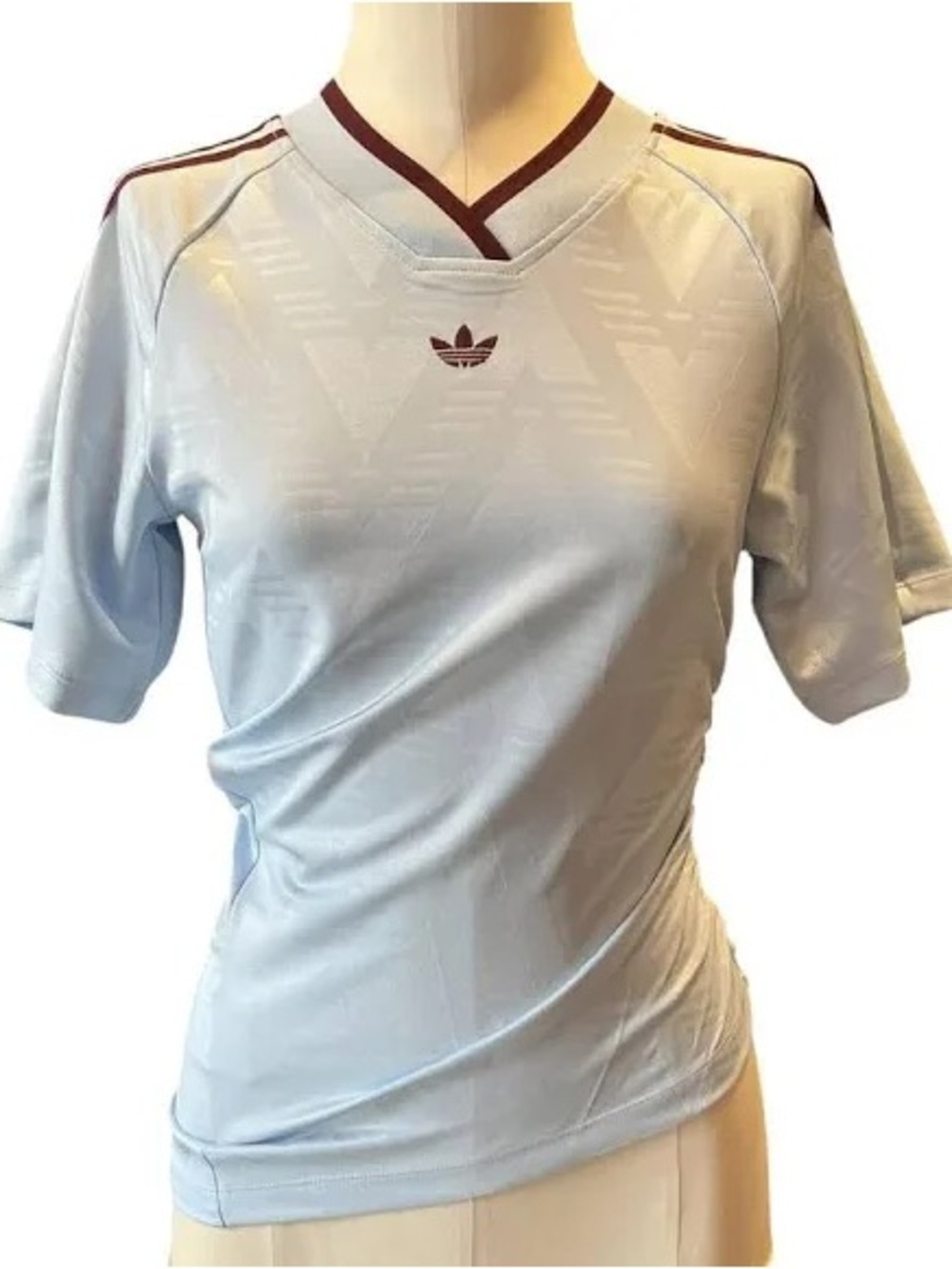 adidas Light Blue Short Sleeve Jersey with Maroon Accents